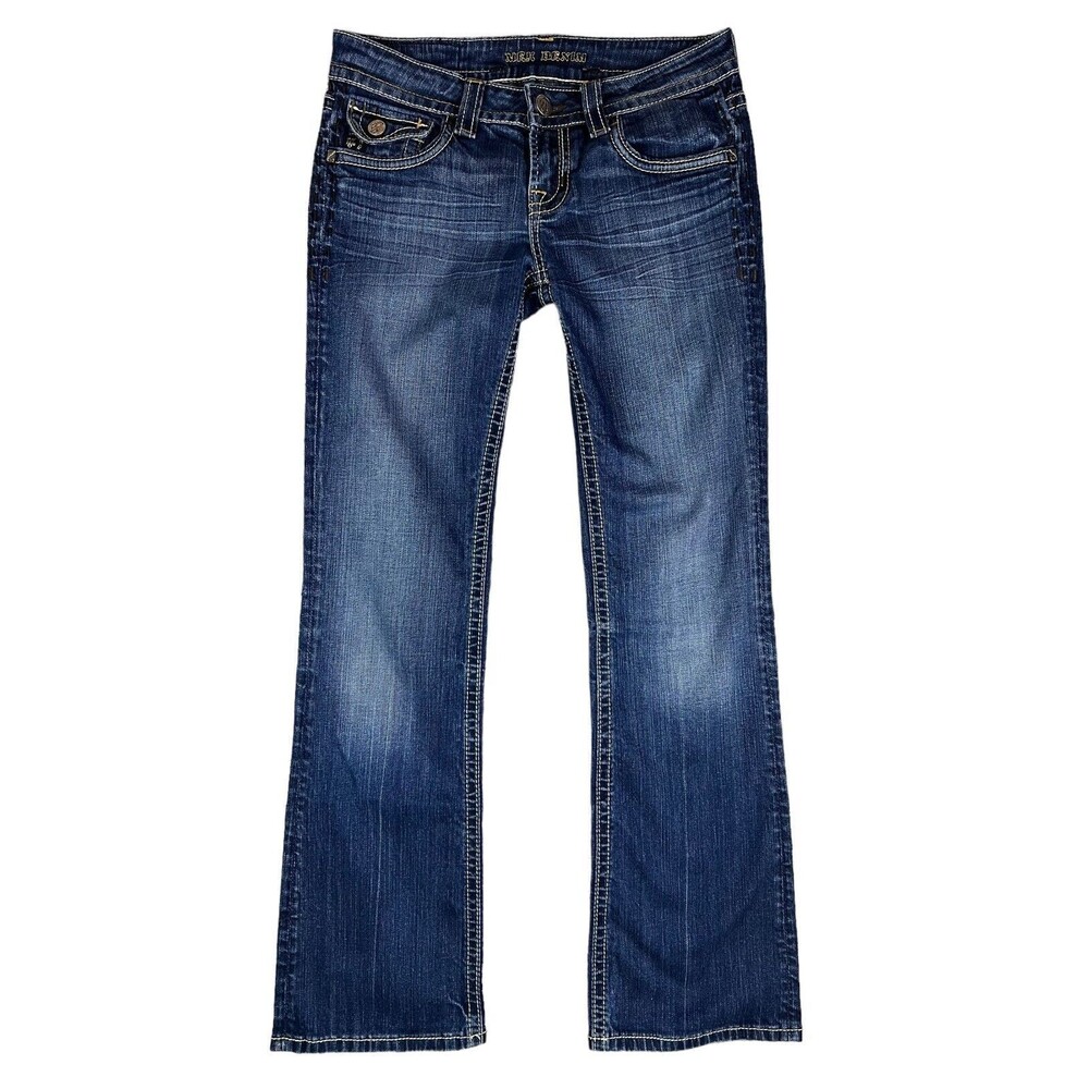 Mek Denim Women's Western Cowgirl Y2K Boot Cut Low Rise Jeans Size 28 Bare Back